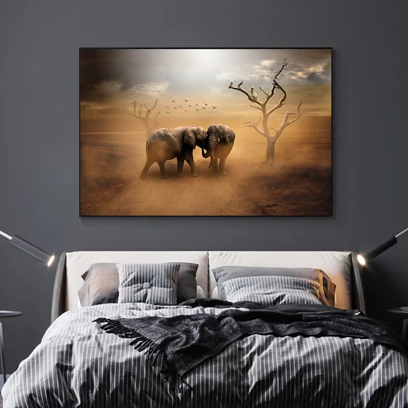 Africa Desert Elephant Canvas Art