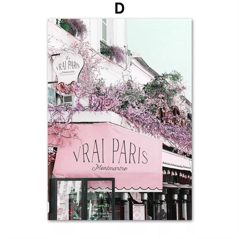 Pink Paris Floral Canvas Art