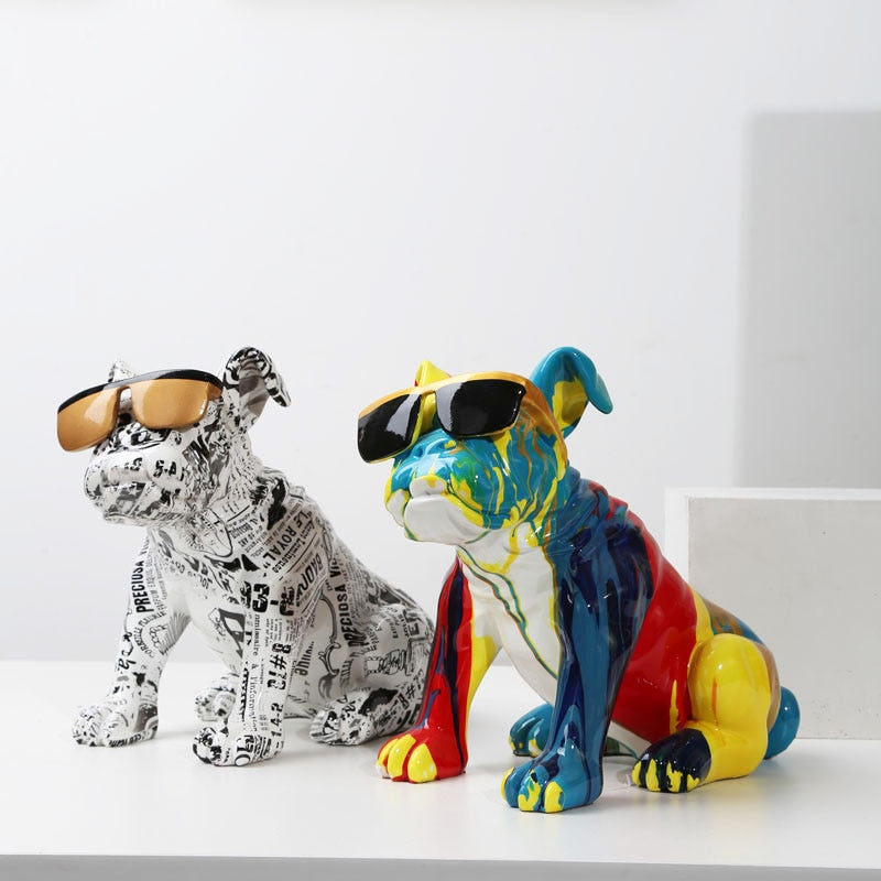 Graffiti Bulldog Resin Statue