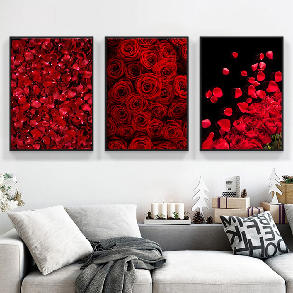 Red Rose Petals Canvas Art