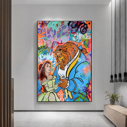 Graffiti Beauty And The Beast Canvas Art