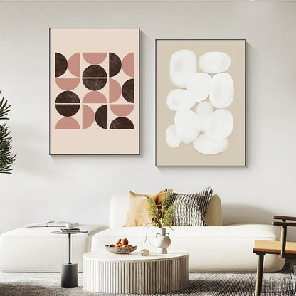 Abstract Geometric Brown Beige Black Canvas Art