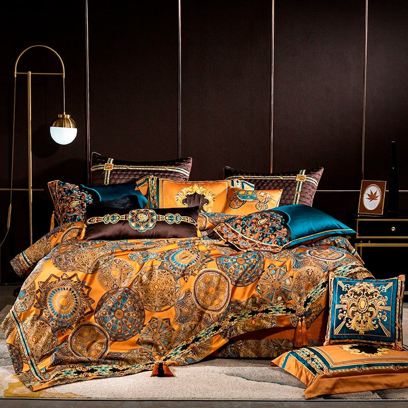 Hathor Luxurious Silk Jacquard Duvet Cover Bedding Set