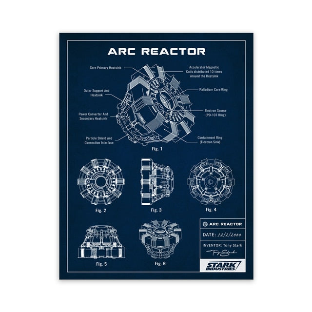 Arc Reactor Blueprint Canvas Art