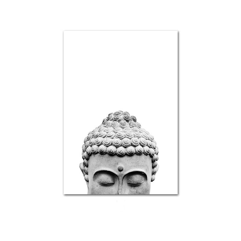 Gray Zen Buddha Head Quote Canvas Art