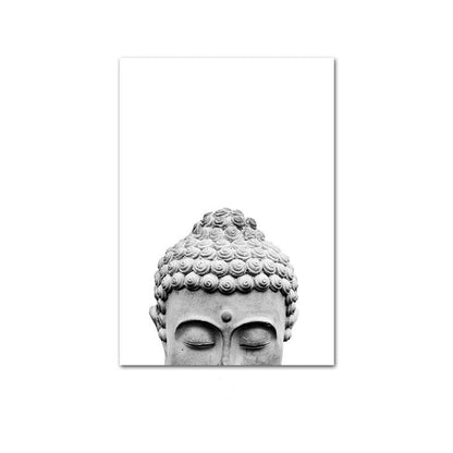 Gray Zen Buddha Head Quote Canvas Art