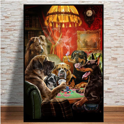 Dogs Playing Poker Canvas Art