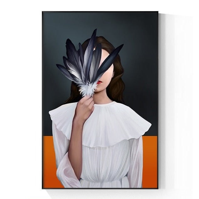 Feather Woman Fashion Canvas Art