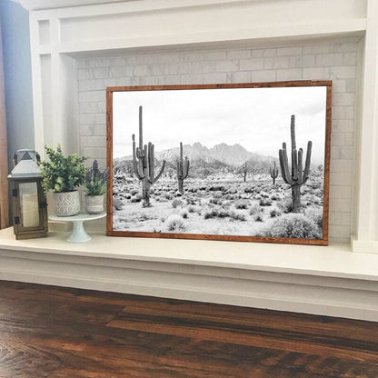 Black And White Cactus Desert Canvas Art