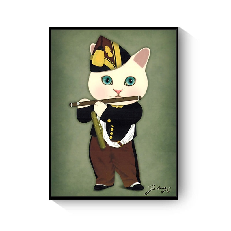 Cartoon Cat Painting Canvas Art