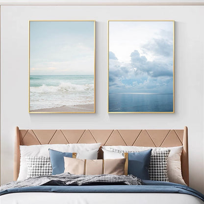 Blue Ocean Sea Wave Landscape Canvas Art