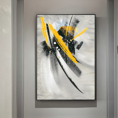 Abstract Yellow Feather Oil Painting Canvas Art