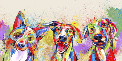 Colorful Dogs Canvas Art