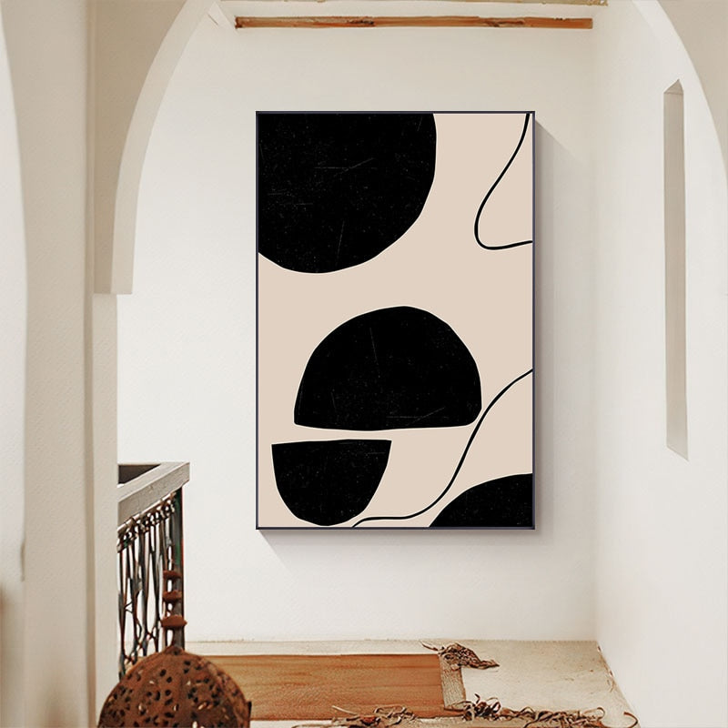 Abstract Geometric Brown Beige Black Canvas Art