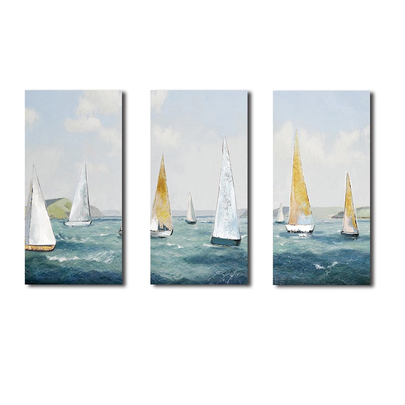 Sailing Boat Oil Painting Wall Art Canvas