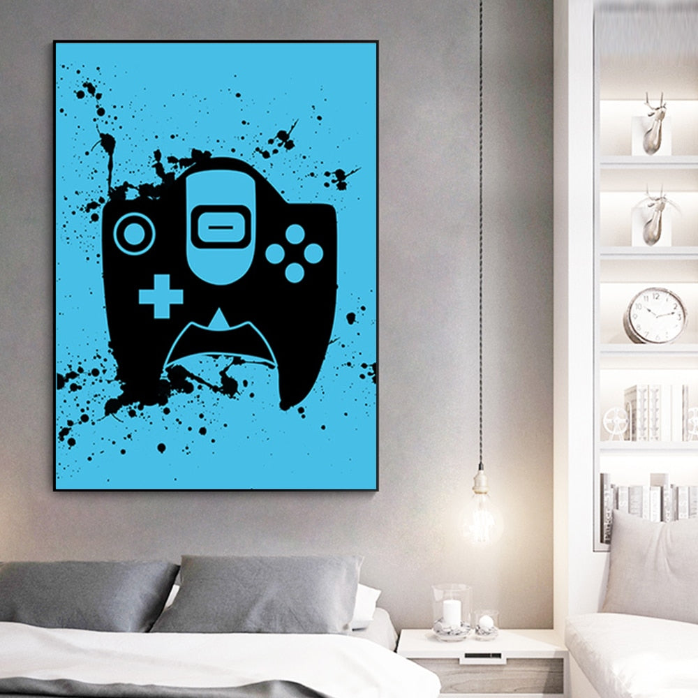 Abstract Black Gamepad Canvas Art