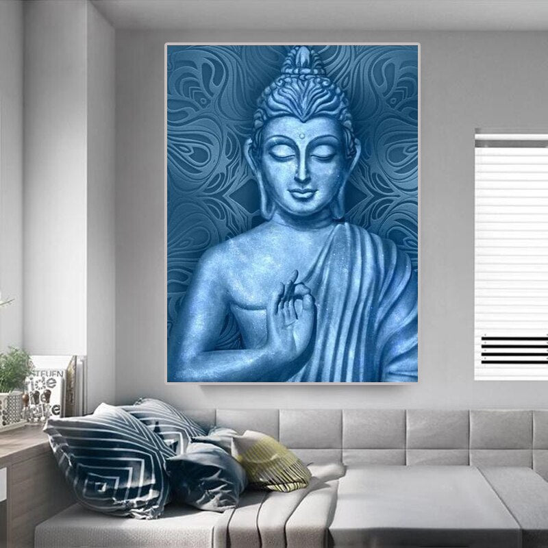 Blue Buddha Statue Canvas Art