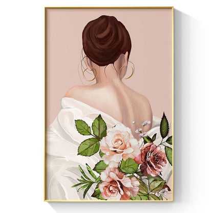 Illustration Orange Dress Woman Canvas Art