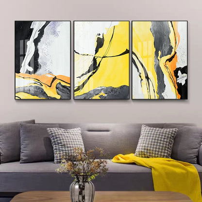 Abstract Yellow And Black Marble Canvas Art