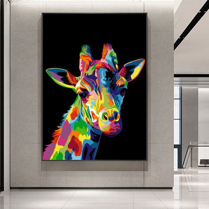 Colorful Giraffe Painting Canvas Art