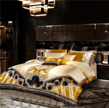 Helios Luxurious Silk Jacquard Duvet Cover Bedding Set