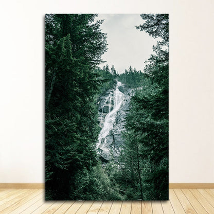 Forest Waterfall Bridge Landscape Canvas Art