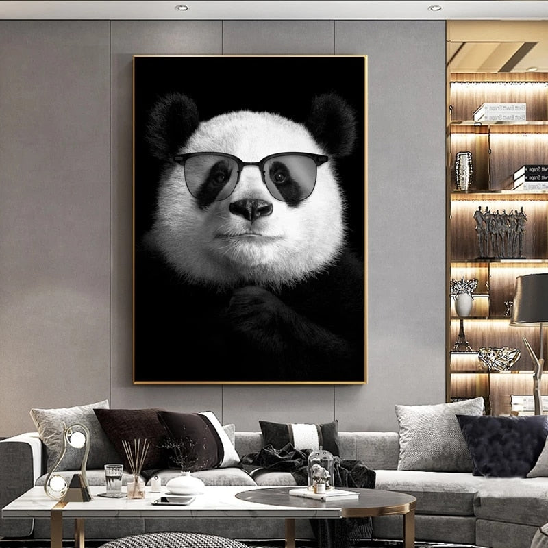 Panda Wearing Glasses Canvas Art