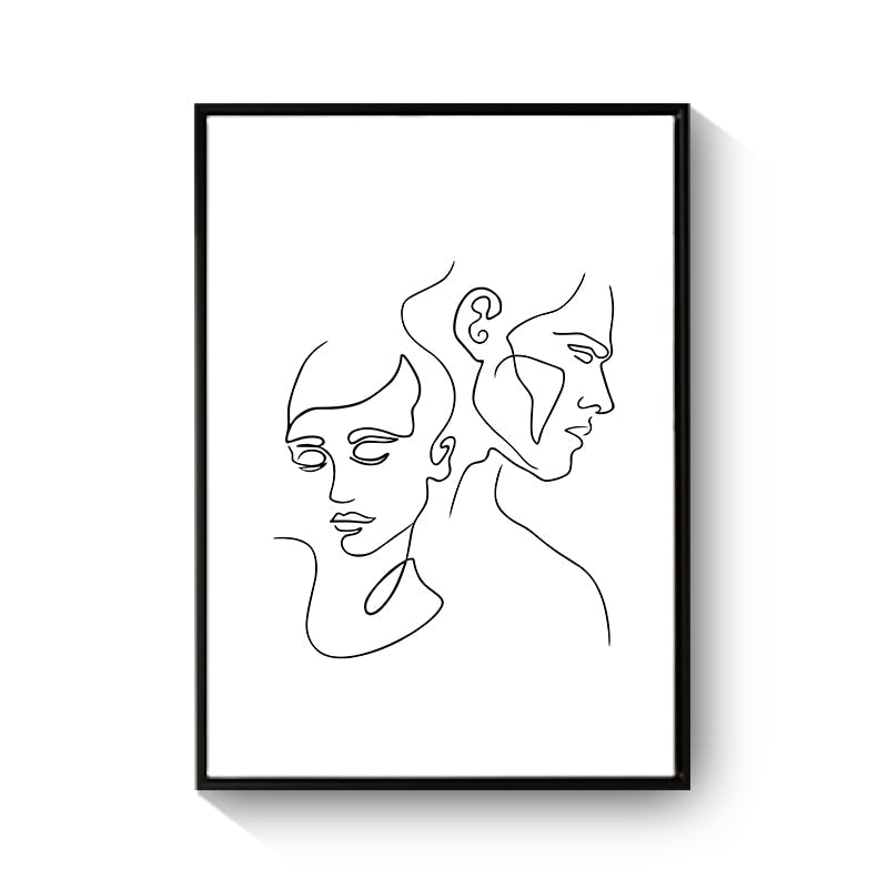 Minimalist Body Line Drawing Abstract Canvas Art