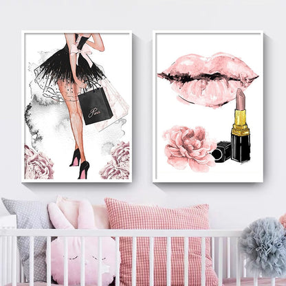 Black & Pink Women Stuff Canvas Art