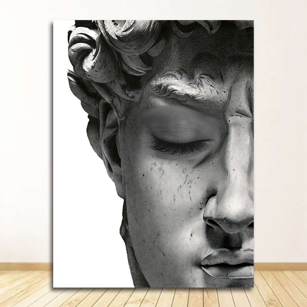 Black and White David Head Wall Art Canvas