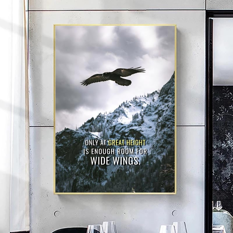 Eagle Snowy Mountain Quotes Inspirational Canvas