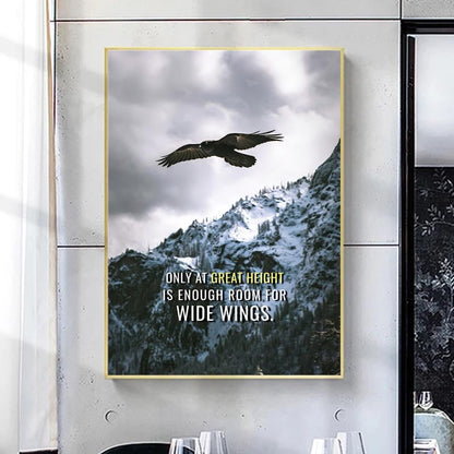 Eagle Snowy Mountain Quotes Inspirational Canvas