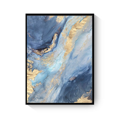 Abstract Blue Gold Marble Canvas Art