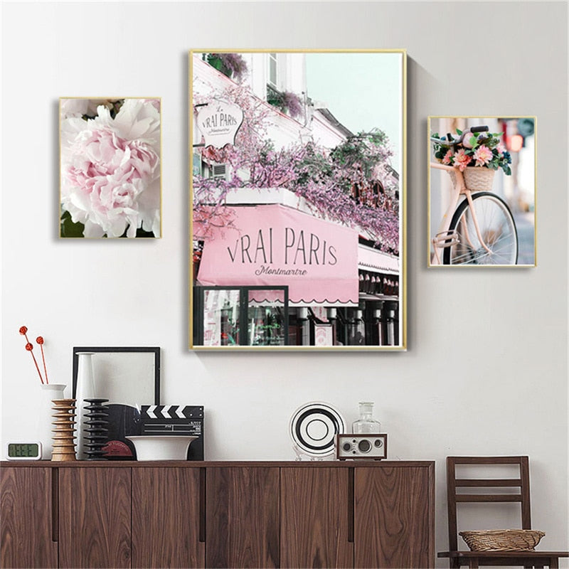 Pink Paris Floral Canvas Art