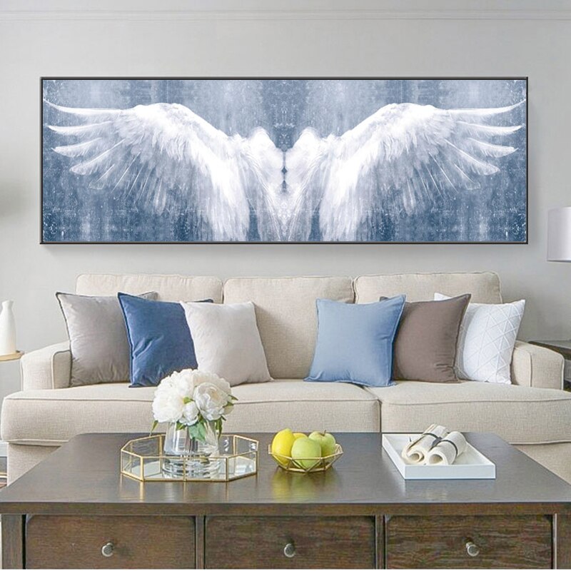 Black And White Angel Wings Wall Art Canvas