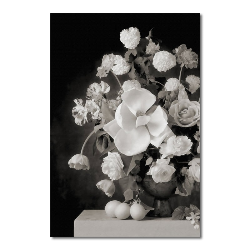 Black and White Flower Canvas Art