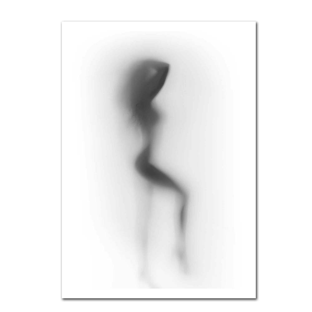 Sexy Women Behind The Curtain Silhouette Canvas Art