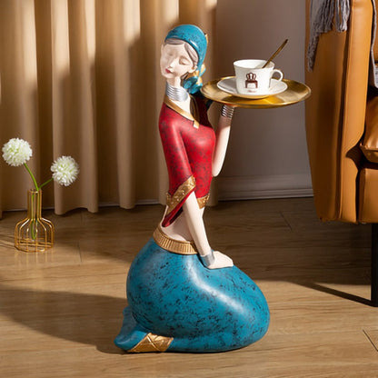 Kneeling Woman Statue with Tray