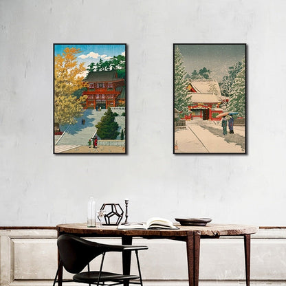 Chinese Temple Winter Canvas Art