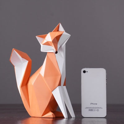 Geometric Orange Fox Statue