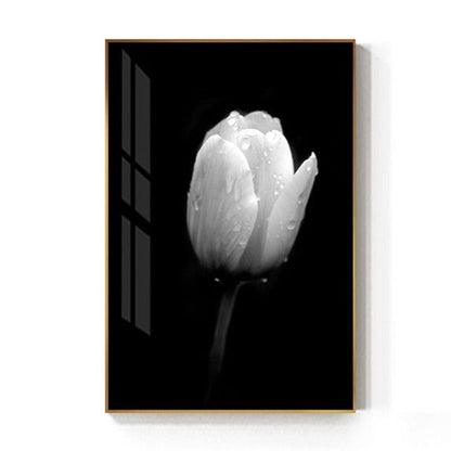 Black And White Tulip Flower Canvas Art