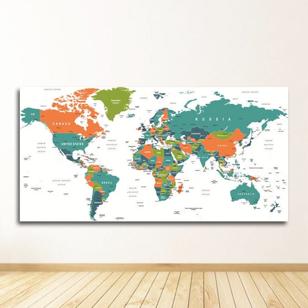 World Map Canvas Art