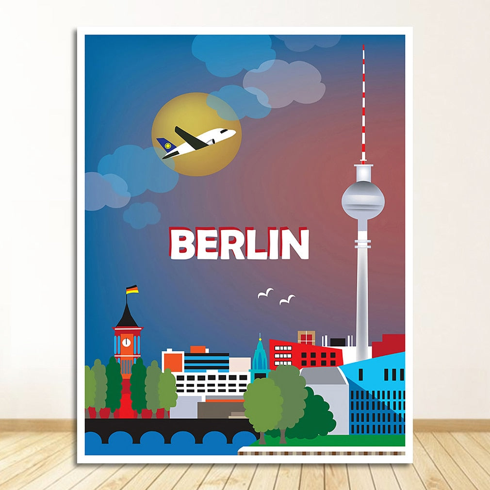 Berlin Madrid Poster Canvas Art