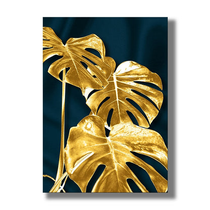 Nordic Golden Leaf Canvas Art