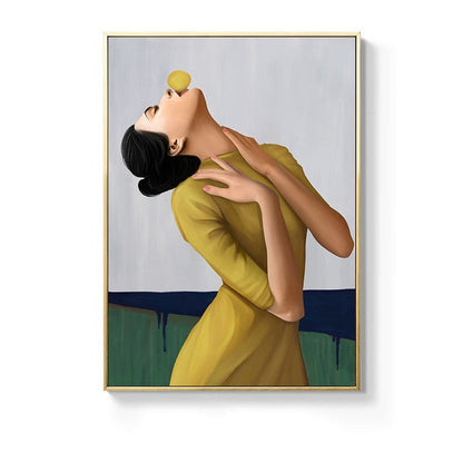 Fashion Yellow Bubble Woman Canvas Art