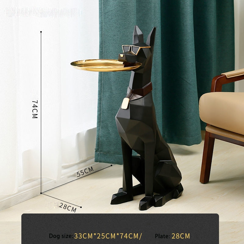 Waiter Dobermann Tray Statue