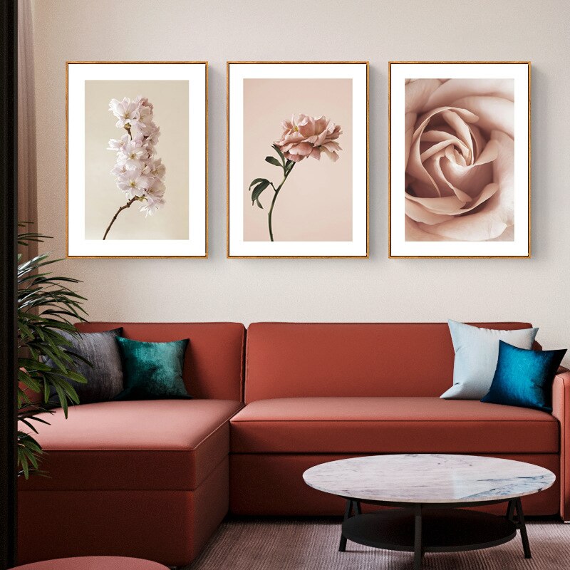 Pink Peony Rose Flower Canvas Art