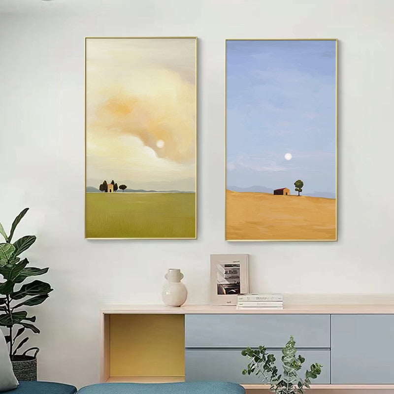 Sunset Landscape Painting Canvas Art