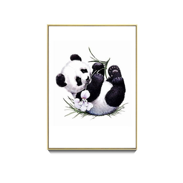 Cute Panda Bamboo Canvas Art