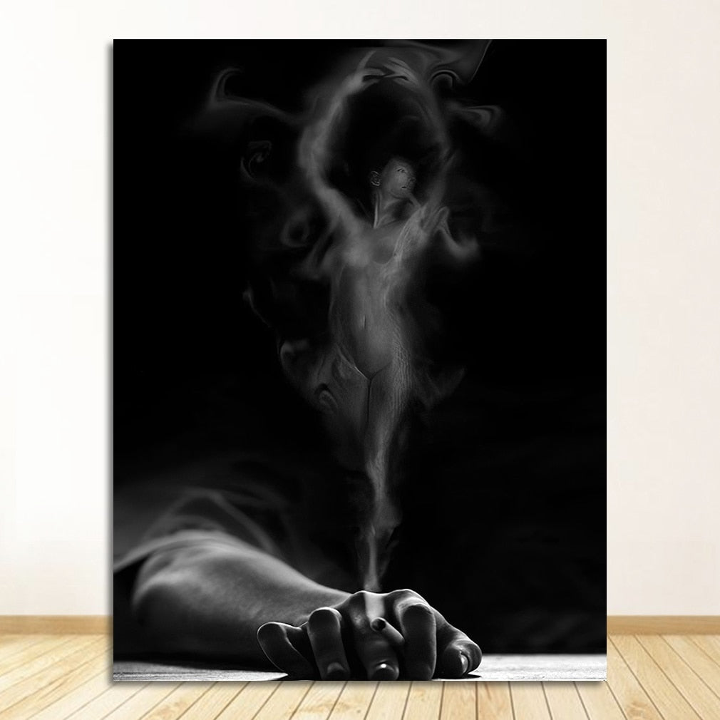 Black and White Woman Portrait Canvas Art